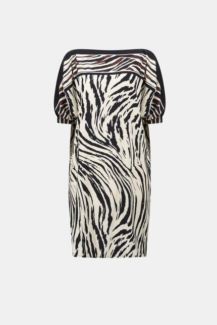 RECYCLED WOVEN ANIMAL PRINT STRAIGHT DRESS