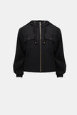 STRETCH WOVEN HOODED BOXY UTILITY JACKET