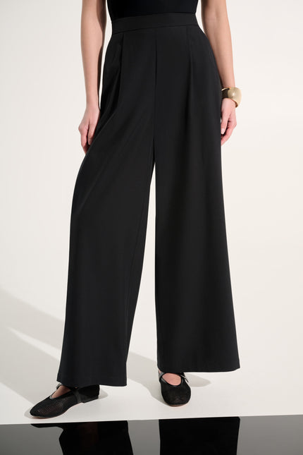 STRETCH WOVEN PULL ON WIDE LEG PANTS