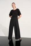 STRETCH WOVEN PULL ON WIDE LEG PANTS
