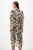 CHIFFON TROPICAL PRINT STRAIGHT BLOUSE
