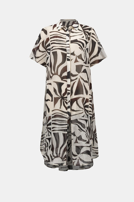 CHIFFON TROPICAL PRINT STRAIGHT BLOUSE