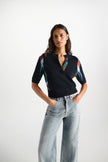 FOULARD STATEMENTS MERINO CASHMERE PATCHWORK TOP PULLOVER