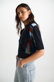 FOULARD STATEMENTS MERINO CASHMERE PATCHWORK TOP PULLOVER
