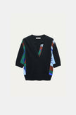 FOULARD STATEMENTS MERINO CASHMERE PATCHWORK TOP PULLOVER