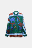 COSMIC FUNGHI OVERSIZED PRINTED SILK TWILL BLOUSE