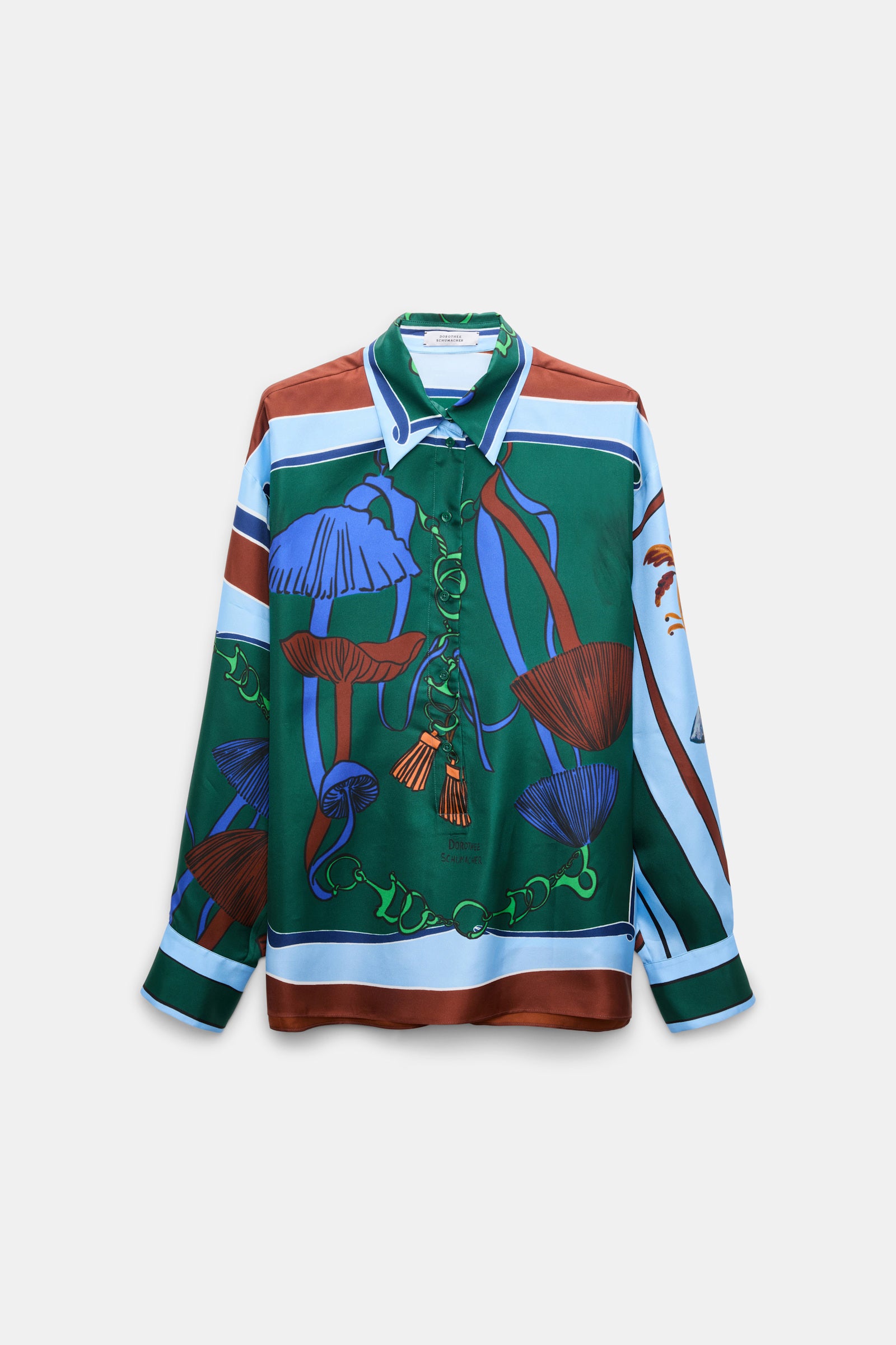 COSMIC FUNGHI OVERSIZED PRINTED SILK TWILL BLOUSE