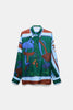 COSMIC FUNGHI OVERSIZED PRINTED SILK TWILL BLOUSE