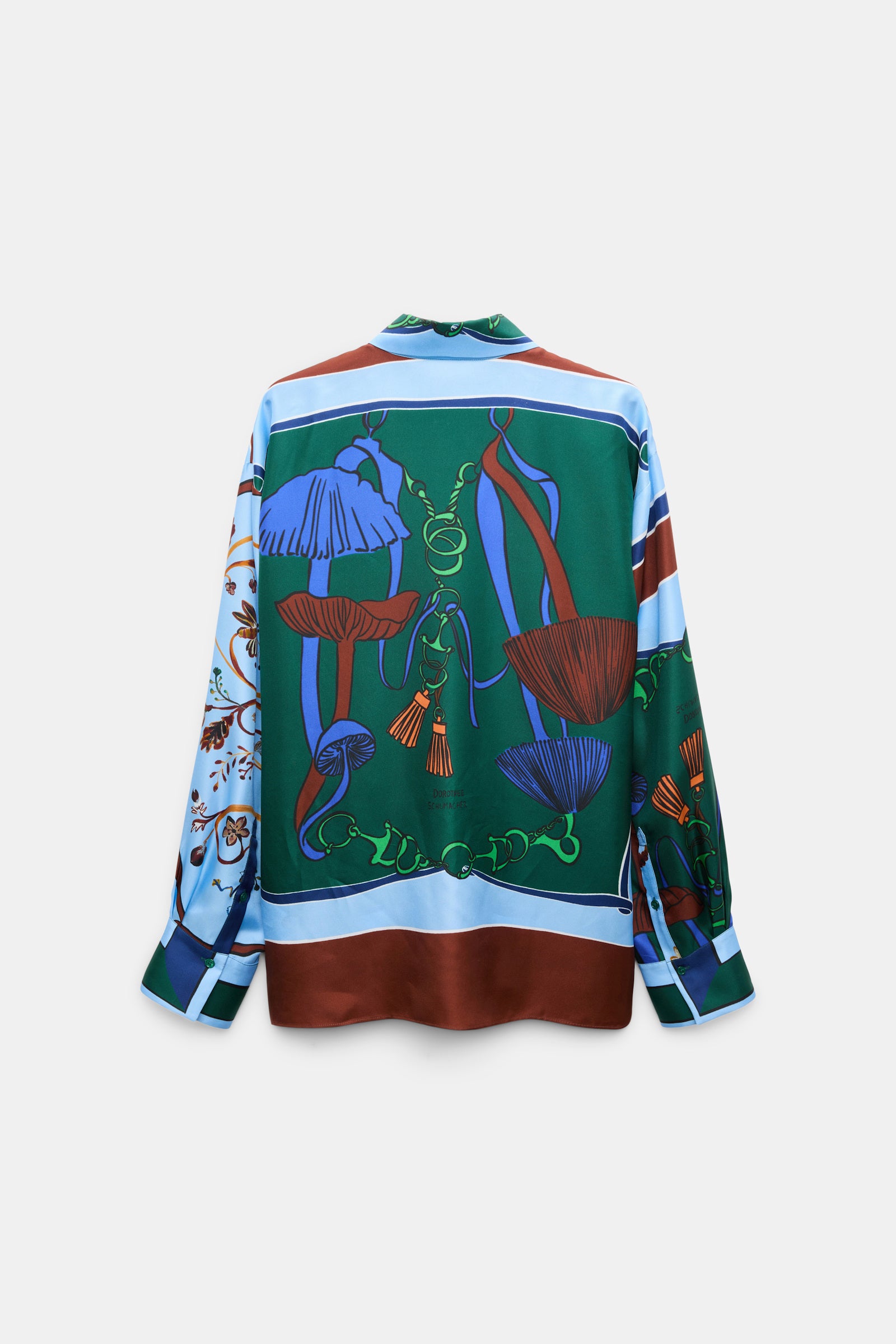 COSMIC FUNGHI OVERSIZED PRINTED SILK TWILL BLOUSE