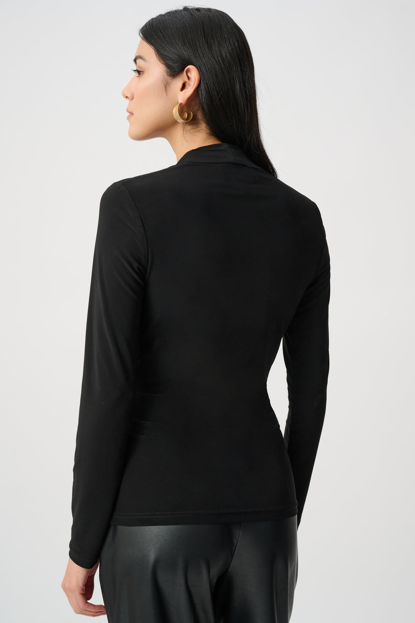 SILKY KNIT TWIST WRAP TOP