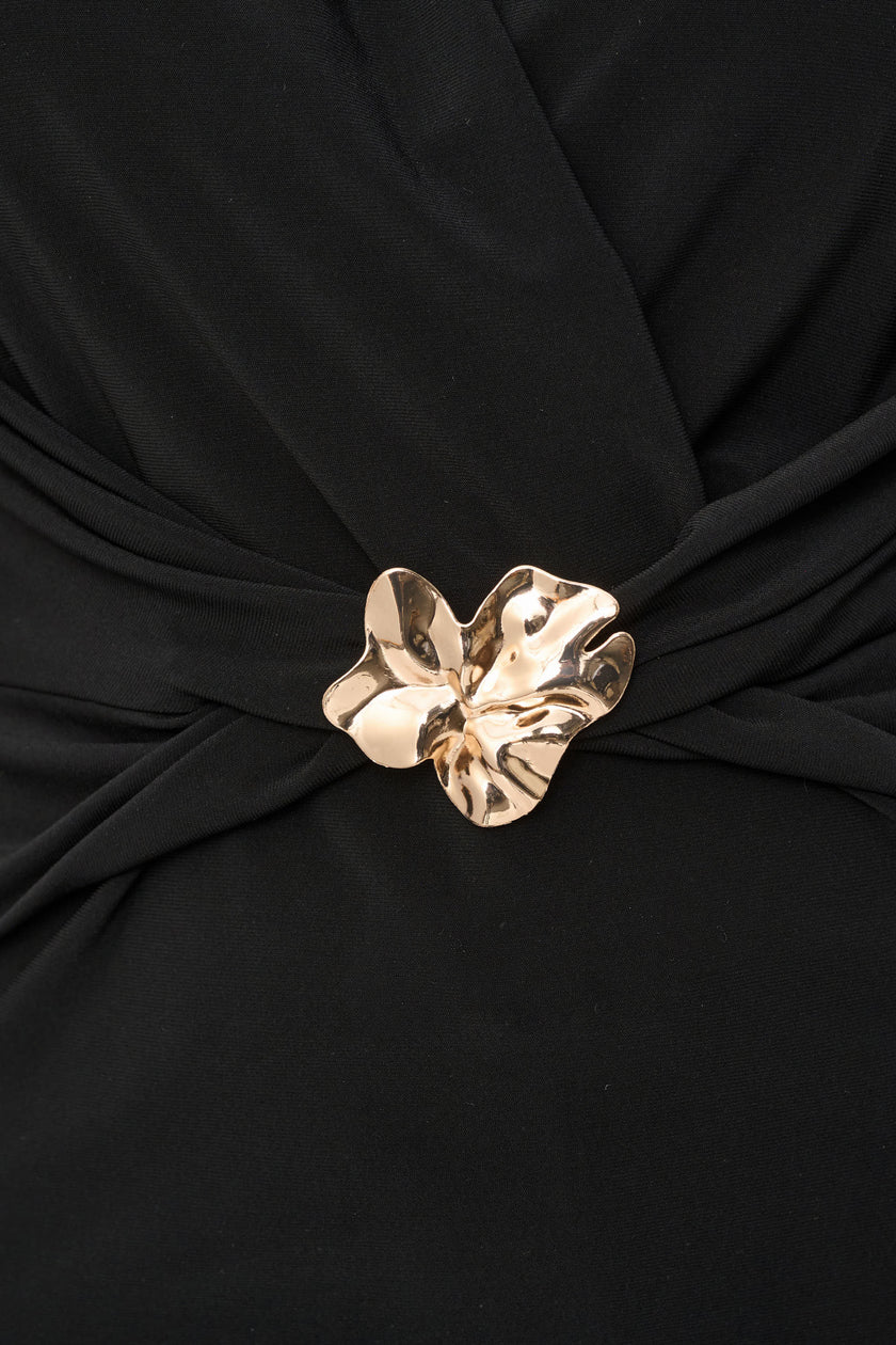 SILKY KNIT TWIST WRAP TOP