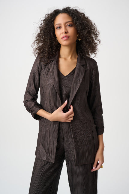 PLEATED SATIN OPEN BLAZER