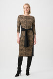 ABSTRACT JACQUARD KNIT SHEATH DRESS