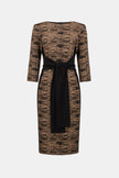 ABSTRACT JACQUARD KNIT SHEATH DRESS