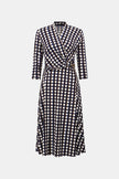 PRINTED SILKY KNIT FIT AND FLARE DRESS