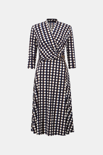 PRINTED SILKY KNIT FIT AND FLARE DRESS