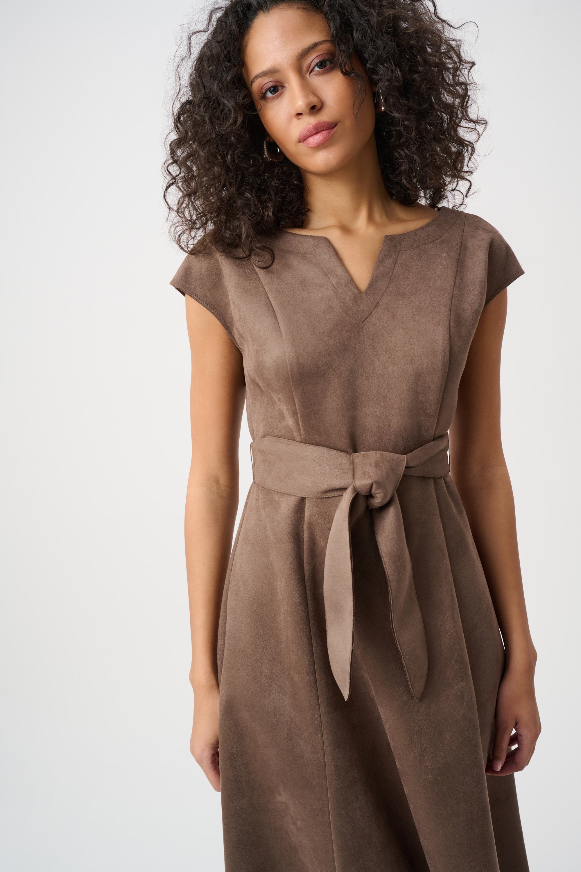 SCUBA SUEDE FIT AND FLARE DRESS
