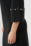 SILKY KNIT ALINE DRESS WITH PEARL DETAIL