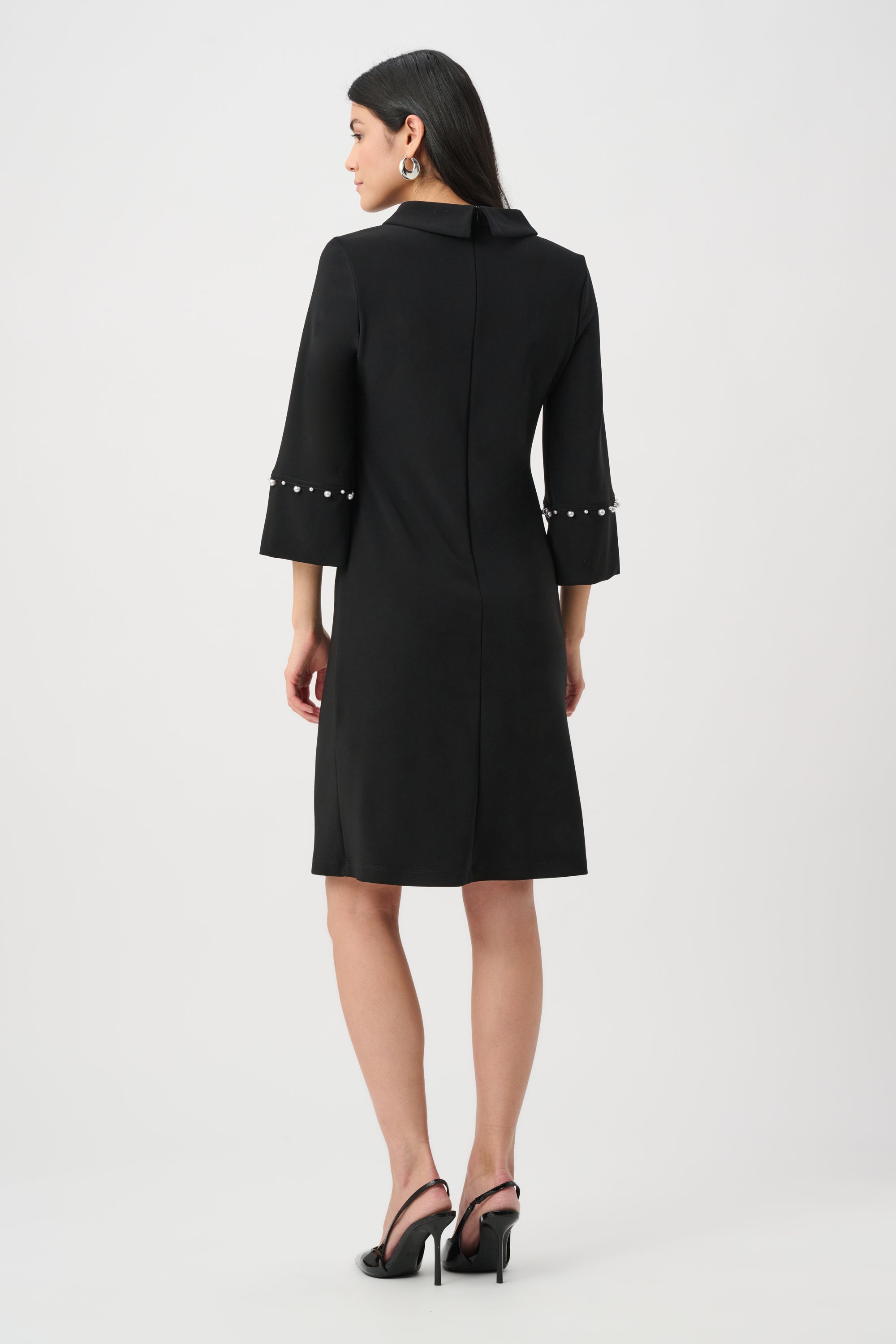 SILKY KNIT ALINE DRESS WITH PEARL DETAIL