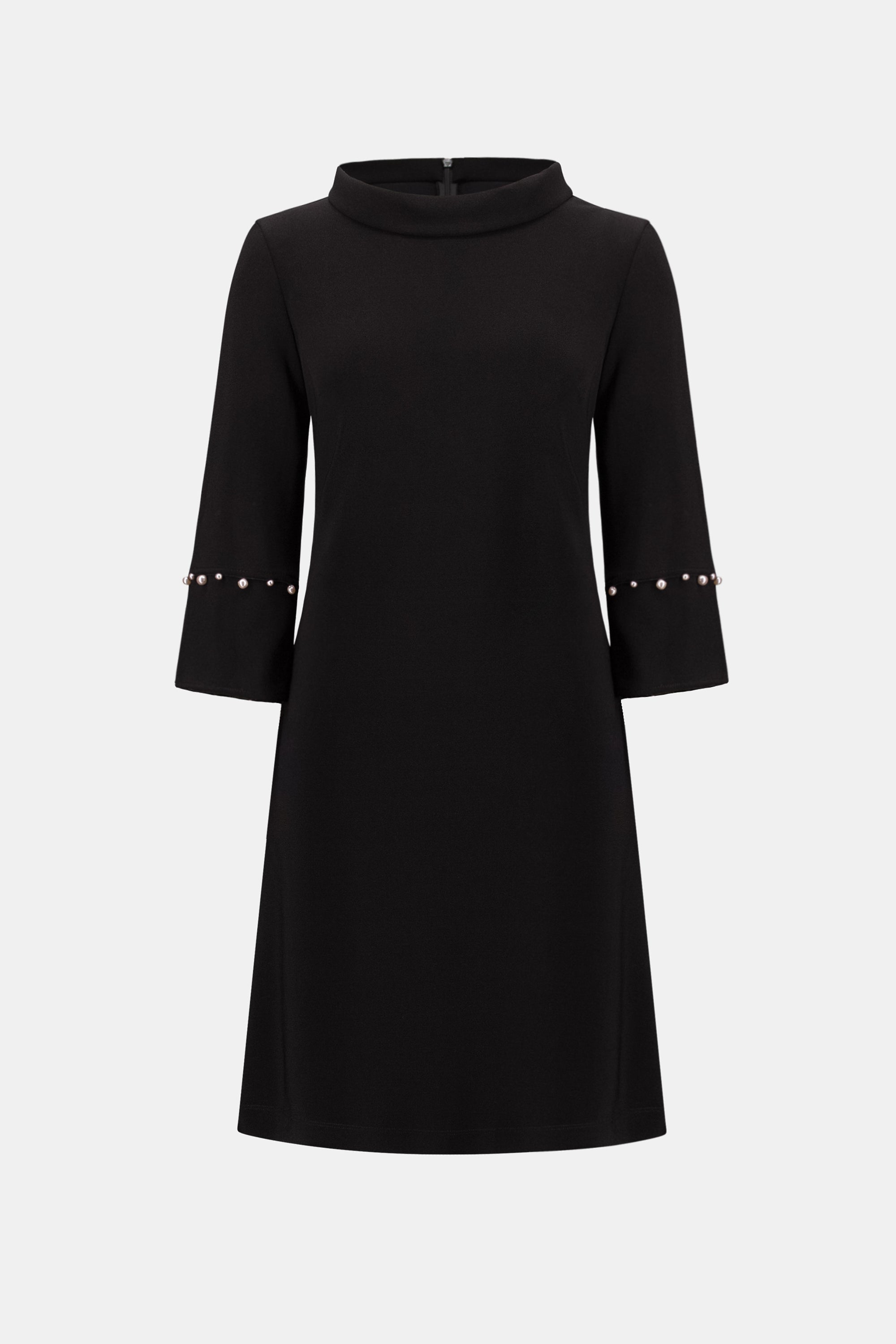 SILKY KNIT ALINE DRESS WITH PEARL DETAIL