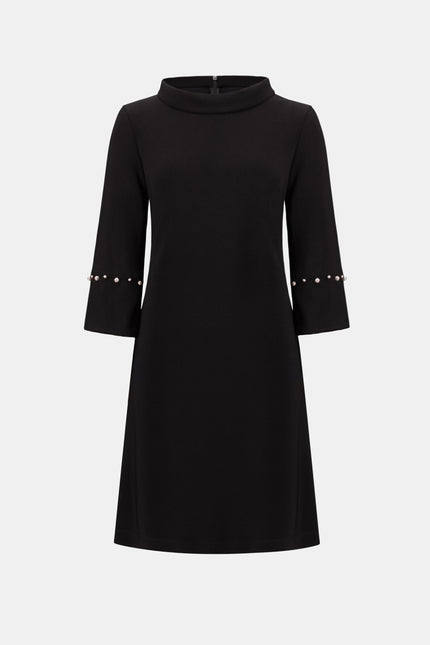 SILKY KNIT ALINE DRESS WITH PEARL DETAIL