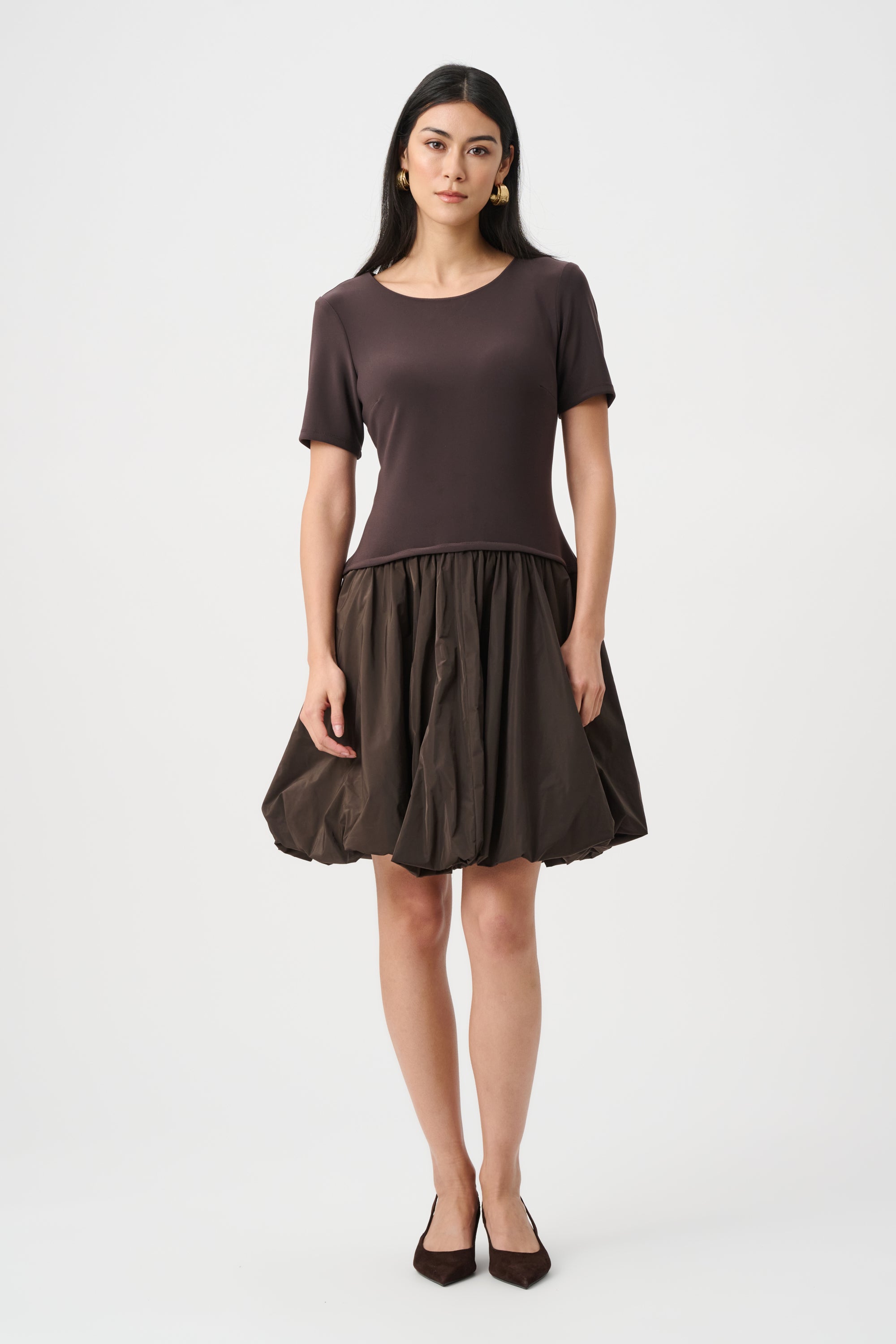 SILKY KNIT AND MEMORY FIT AND FLARE DRESS