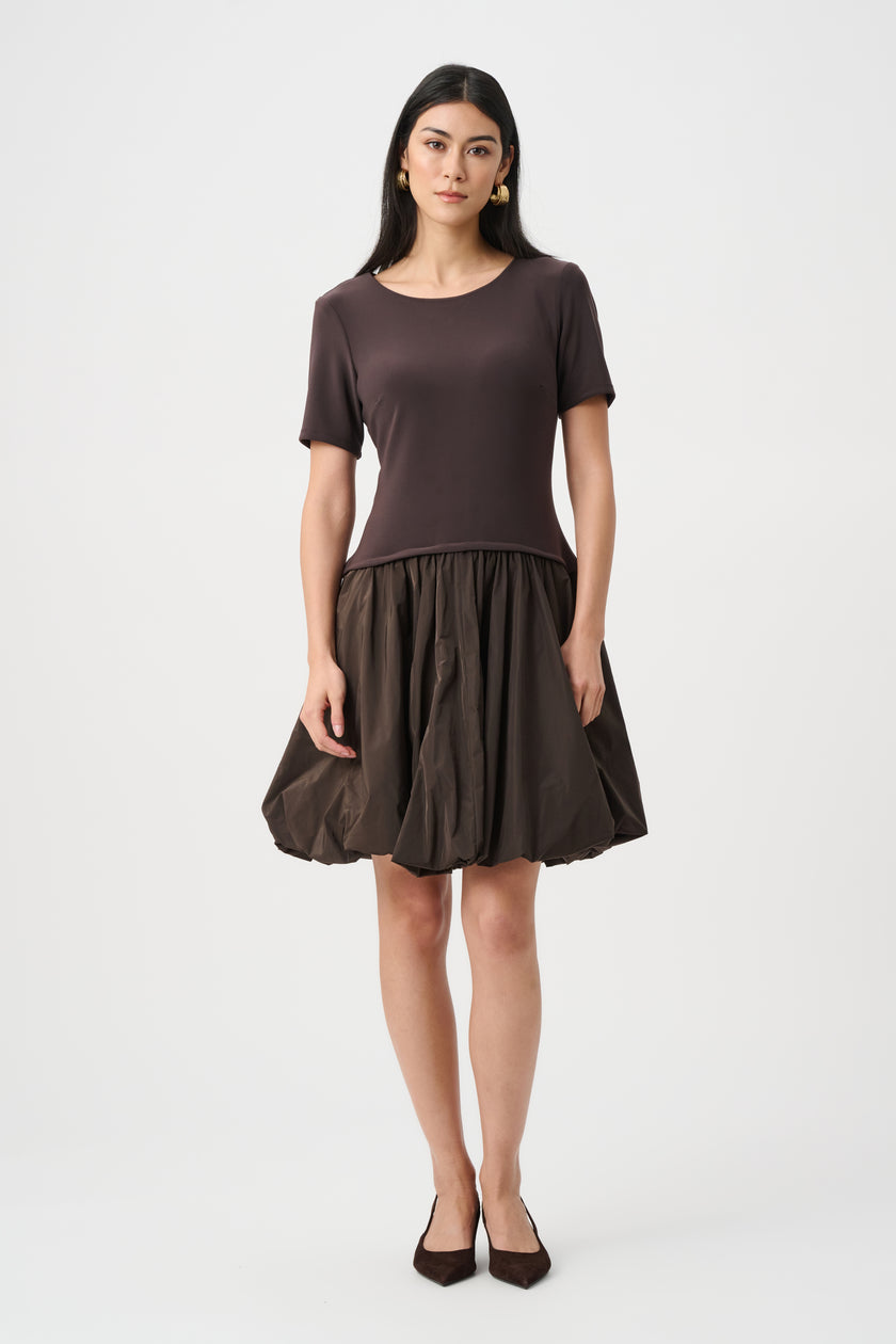 SILKY KNIT AND MEMORY FIT AND FLARE DRESS