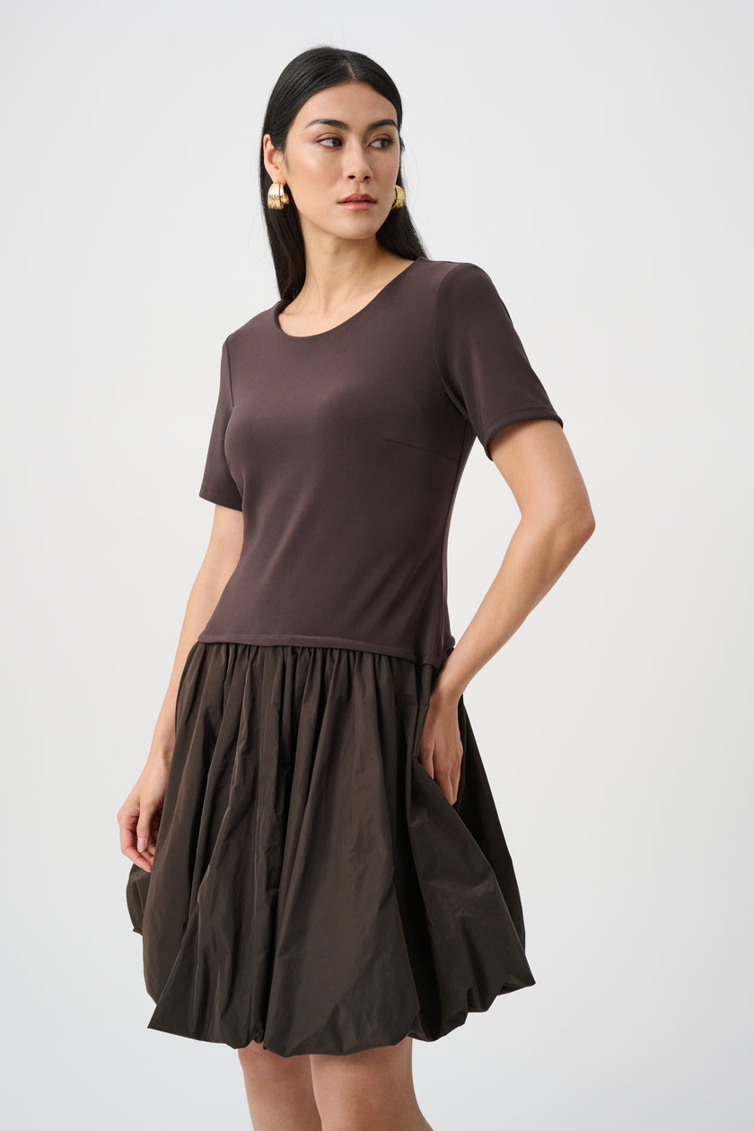 SILKY KNIT AND MEMORY FIT AND FLARE DRESS