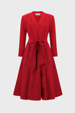 FIT AND FLARE VNECK DRESS