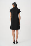 LEATHERETTE AND SILKY KNIT MOCK NECK STRAIGHT DRESS