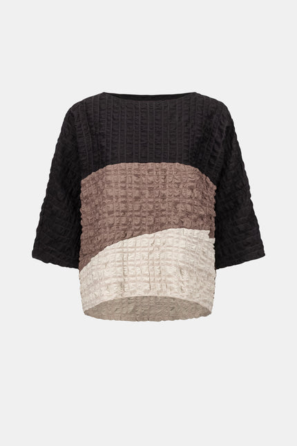 BUBBLE JACQUARD COLOR BLOCK BOXY TUNIC