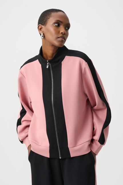 SCUBA JERSEY COLOR BLOCK FUNNEL NECK JACKET