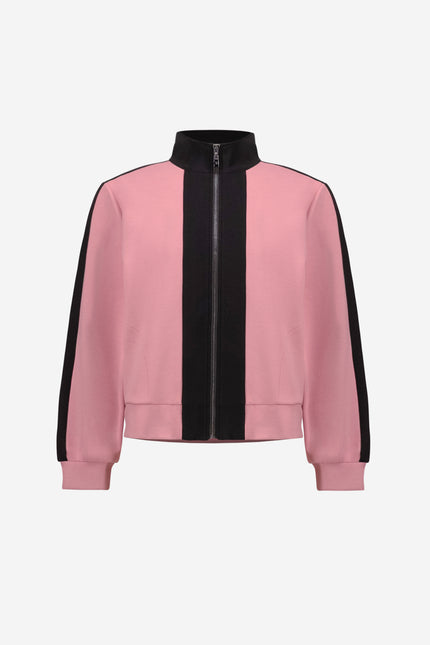 SCUBA JERSEY COLOR BLOCK FUNNEL NECK JACKET