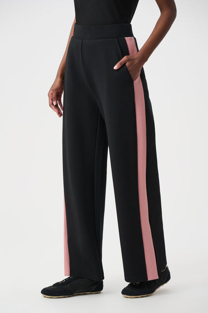 SCUBA JERSEY COLOR BLOCK WIDE LEG PANTS
