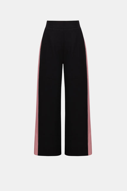 SCUBA JERSEY COLOR BLOCK WIDE LEG PANTS