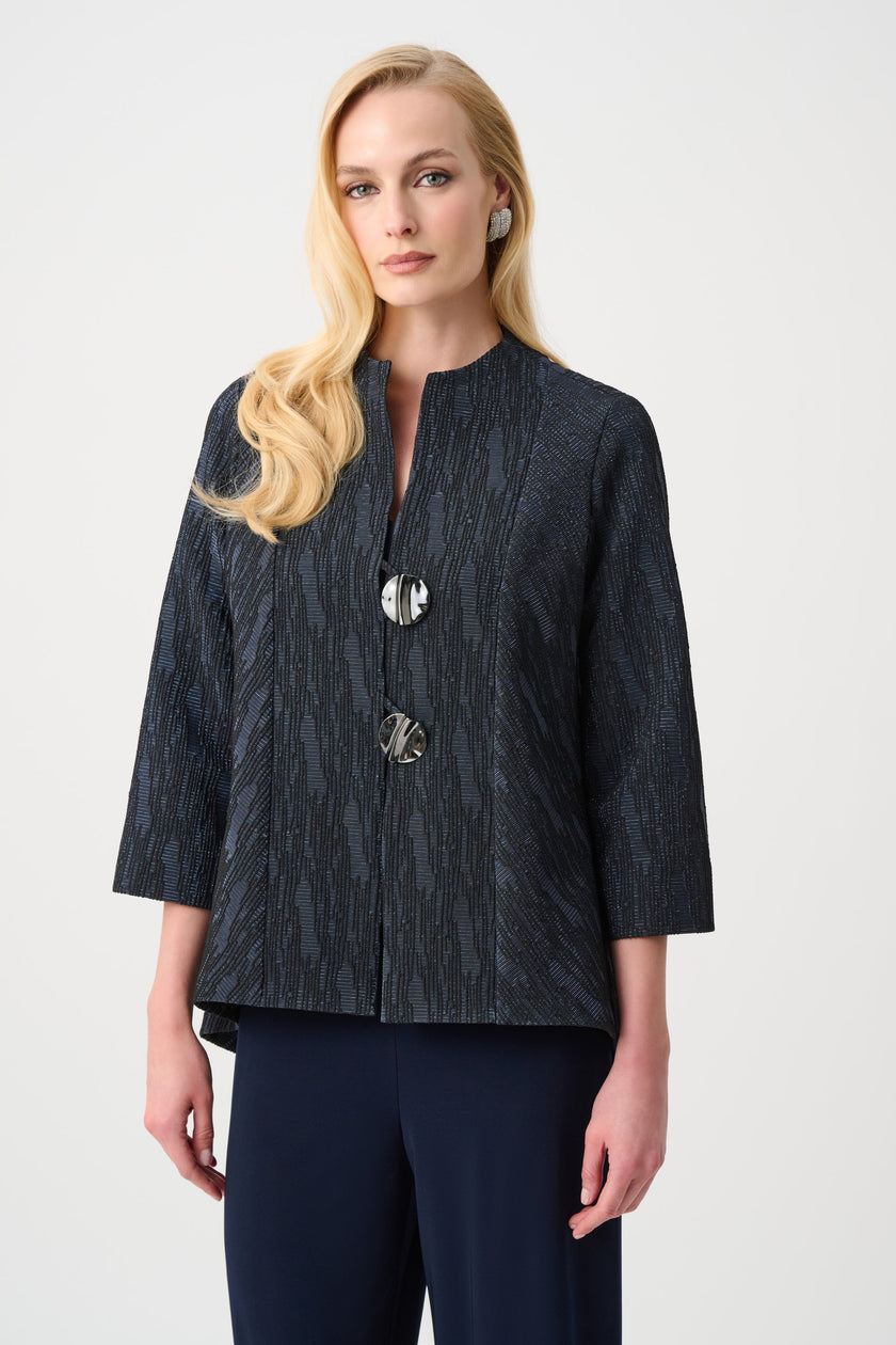 SIGNATURE FOIL TEXTURED JACQUARD TRAPEZE JACKET