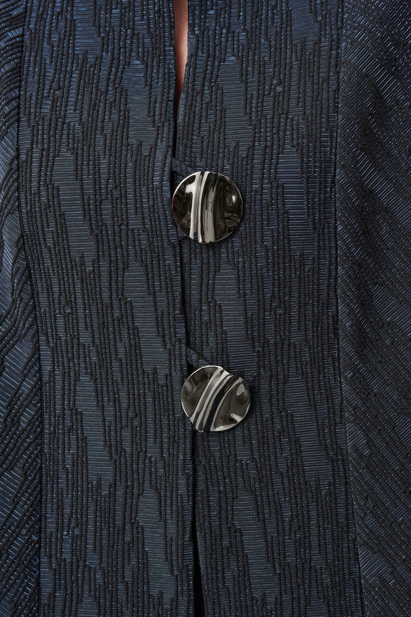 SIGNATURE FOIL TEXTURED JACQUARD TRAPEZE JACKET