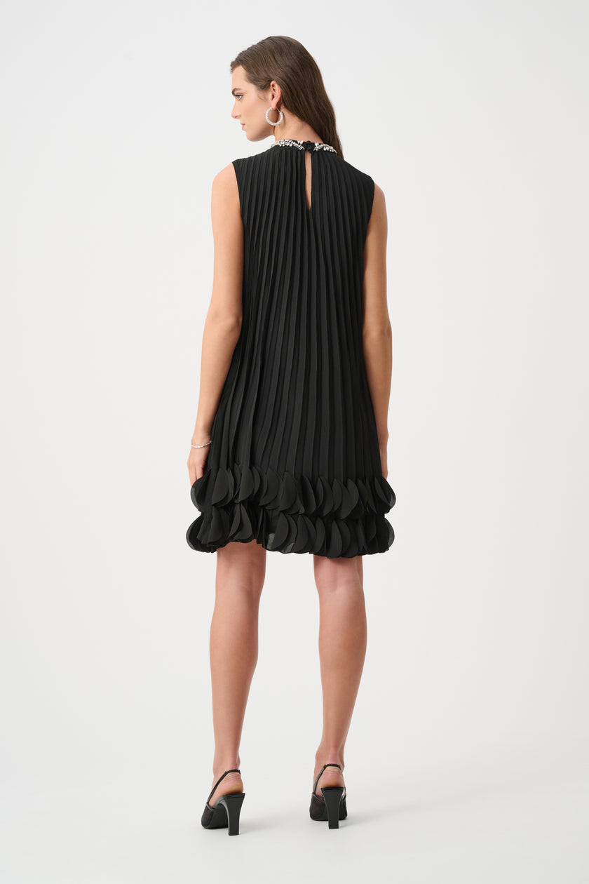 SIGNATURE PLEATED GEORGETTE EMBELLISHED ALINE DRESS