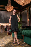 SIGNATURE PLEATED GEORGETTE EMBELLISHED ALINE DRESS