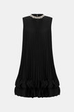 SIGNATURE PLEATED GEORGETTE EMBELLISHED ALINE DRESS