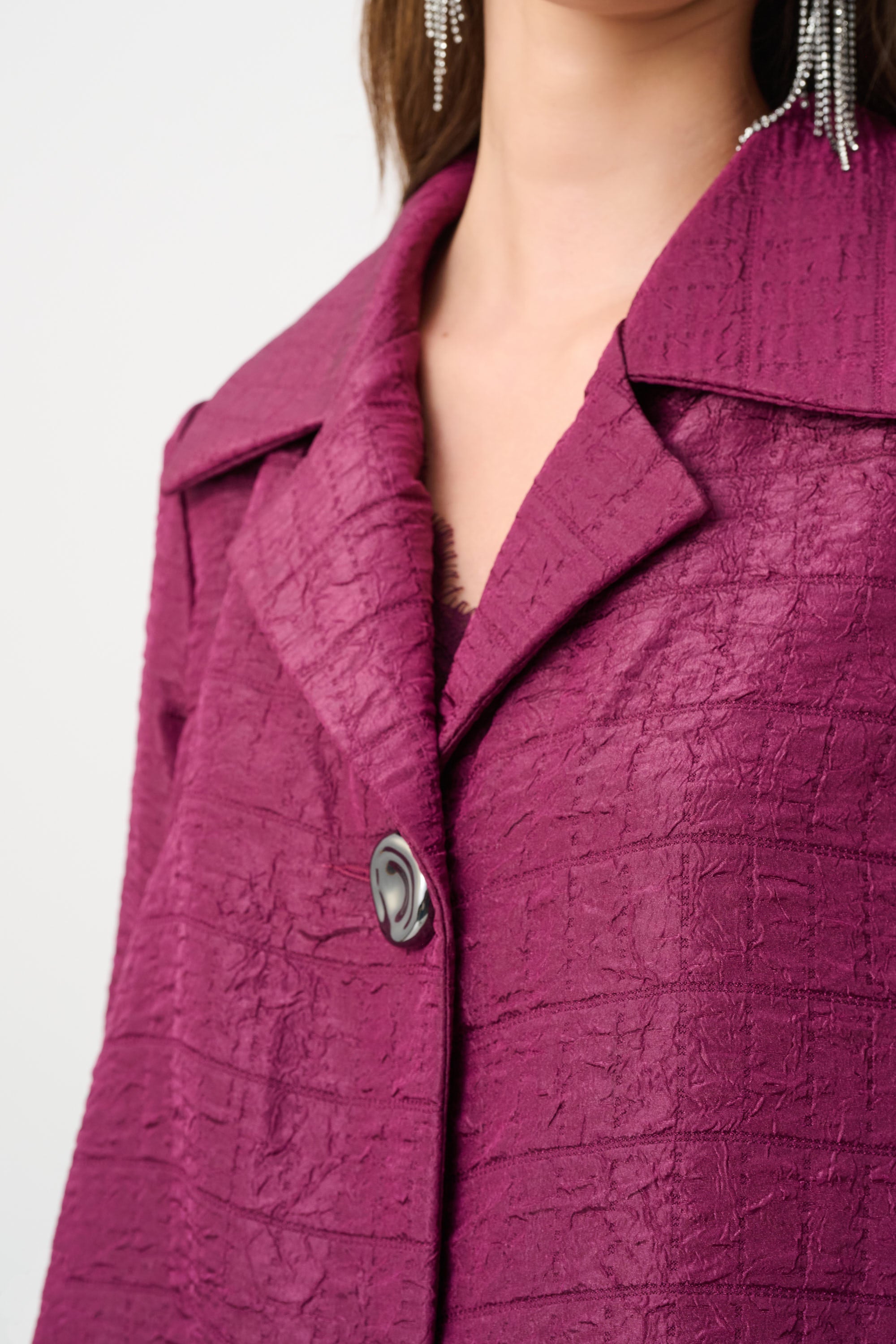 SIGNATURE TEXTURED JACQUARD NOTCH COLLAR SWING JACKET