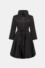 STRETCH TAFFETA BELTED FIT AND FLARE BALLOON COAT