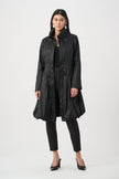 STRETCH TAFFETA BELTED FIT AND FLARE BALLOON COAT