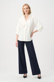 COTTON POPLIN PEARL TRIM BOXY BLOUSE