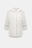 COTTON POPLIN PEARL TRIM BOXY BLOUSE