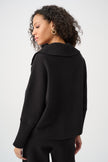 BRUSHED VISCOSE AND NYLON SHAWL NECK SWEATER IN BLACK