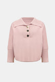 BRUSHED VISCOSE AND NYLON SHAWL NECK SWEATER IN SOFT BLUSH