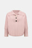 BRUSHED VISCOSE AND NYLON SHAWL NECK SWEATER IN SOFT BLUSH