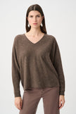 CASHMERE BOXY SWEATER WITH RHINESTONE DETAIL IN DARK TAUPE
