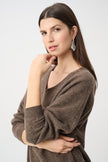CASHMERE BOXY SWEATER WITH RHINESTONE DETAIL IN DARK TAUPE